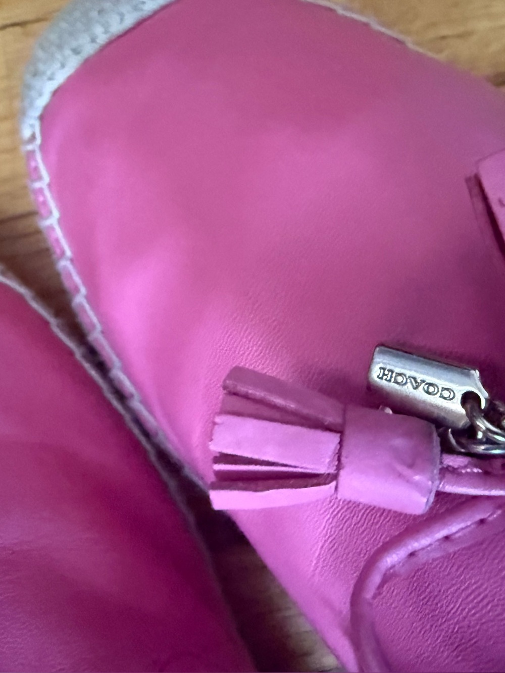 Coach CASSIDY ESPADRILLE (COACH FG3459) Pink Leather Mules with Bow Detail - Picture 3 of 8